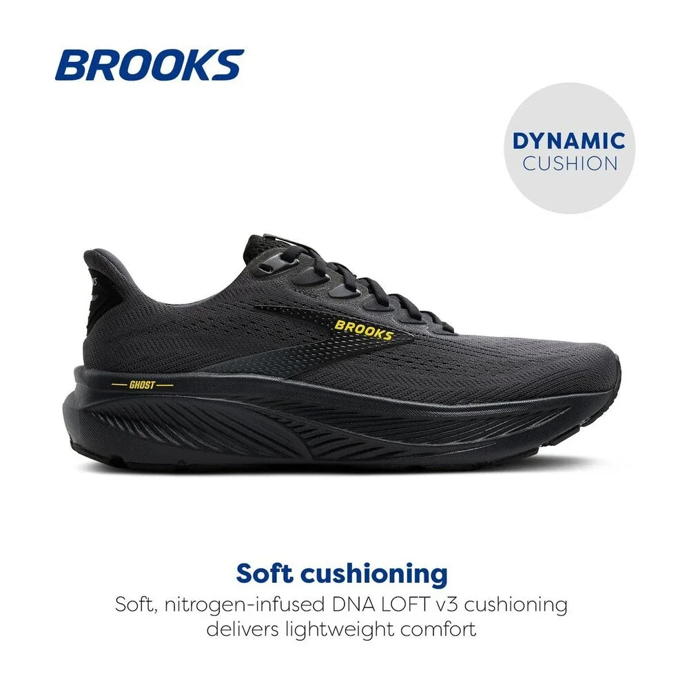 Brooks Men's Ghost 17 Ebony/Black/Yellow 110442-1D-059